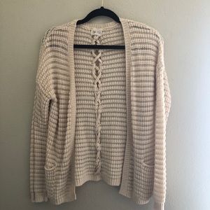 soft beige cardigan w/ braided detail